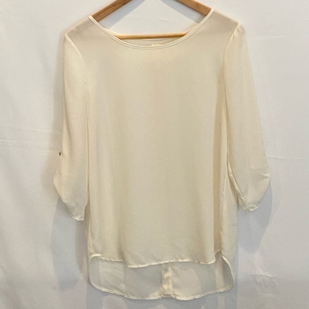 3 for $18 Love, Zoe open back crew neck top w/ gold buttons